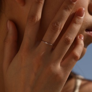 Wholesale 925 Sterling Silver Moissanite Minimalist Stacking Ring 110200087