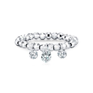 Wholesale 925 Sterling Silver Moissanite Dangle Charm Beaded Ring 110200089