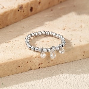Wholesale 925 Sterling Silver Moissanite Dangle Charm Beaded Ring 110200089
