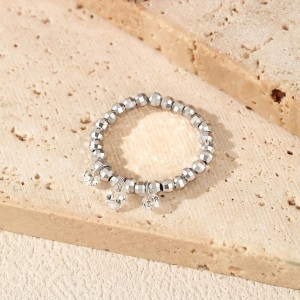 Wholesale 925 Sterling Silver Moissanite Dangle Charm Beaded Ring 110200089