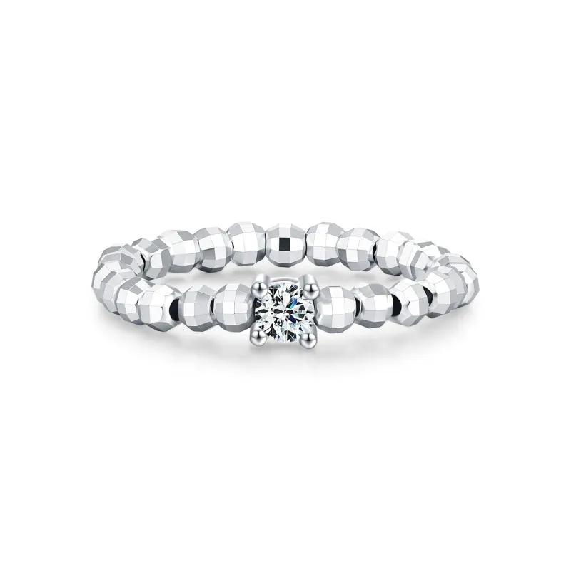 Wholesale 925 Sterling Silver Moissanite Adjustable Beaded Ring 110200090 Wholesale 925 Sterling Silver Moissanite Adjustable Beaded Ring 110200090