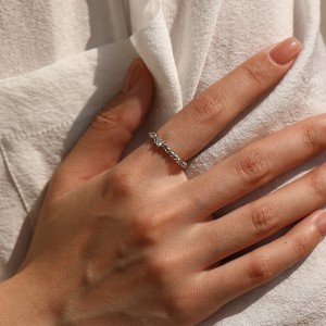 Wholesale 925 Sterling Silver Moissanite Adjustable Beaded Ring 110200090 Wholesale 925 Sterling Silver Moissanite Adjustable Beaded Ring 110200090