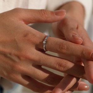 Wholesale 925 Sterling Silver Moissanite Adjustable Beaded Ring 110200090 Wholesale 925 Sterling Silver Moissanite Adjustable Beaded Ring 110200090
