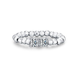 Wholesale 925 Sterling Silver Moissanite Adjustable Beaded Stacking Ring 110200091