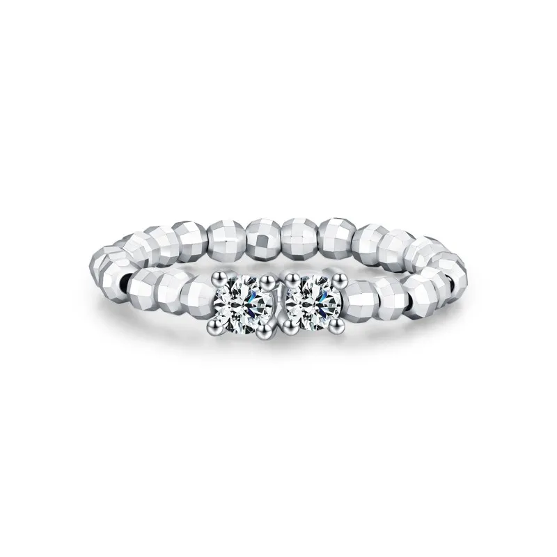 Wholesale 925 Sterling Silver Moissanite Adjustable Beaded Stacking Ring 110200091 Wholesale 925 Sterling Silver Moissanite Adjustable Beaded Stacking Ring 110200091