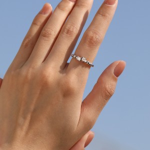 Wholesale 925 Sterling Silver Moissanite Adjustable Beaded Stacking Ring 110200091