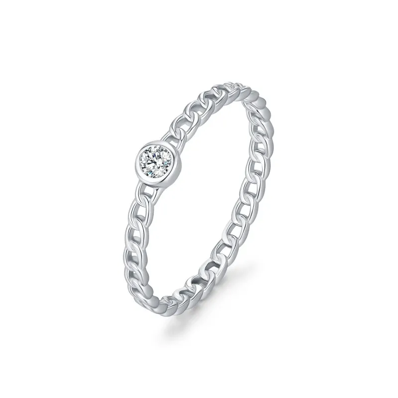 Wholesale 925 Sterling Silver Moissanite Chain Link Ring 110200092 Wholesale 925 Sterling Silver Moissanite Chain Link Ring 110200092