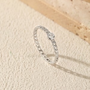 Wholesale 925 Sterling Silver Moissanite Chain Link Ring 110200092 Wholesale 925 Sterling Silver Moissanite Chain Link Ring 110200092