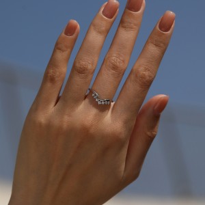 Wholesale 925 Sterling Silver Moissanite V-Shaped Crown Ring 110200093