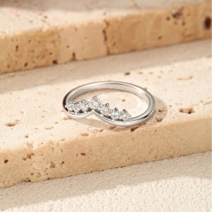 Wholesale 925 Sterling Silver Moissanite V-Shaped Crown Ring 110200093