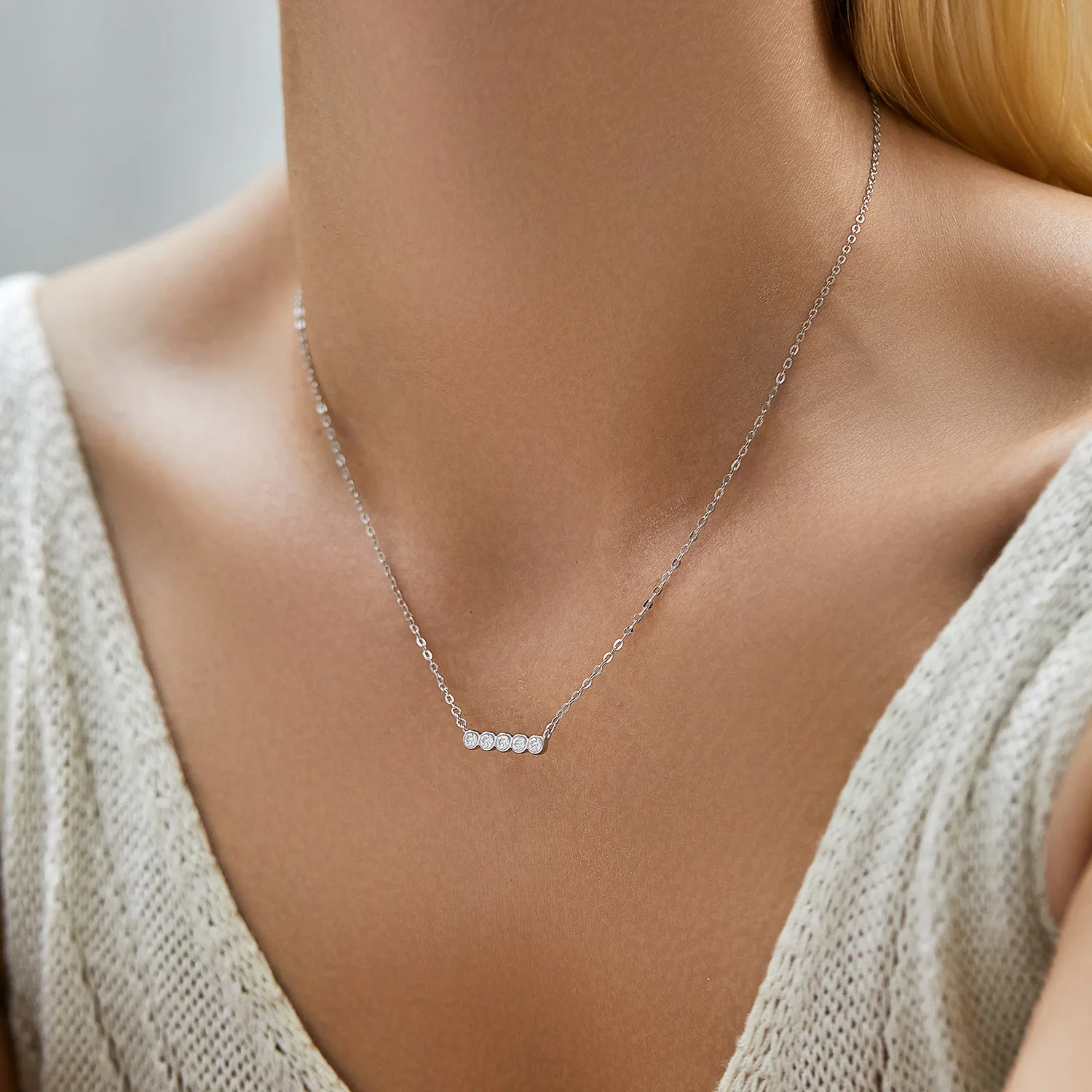 925 Sterling Silver Moissanite Necklace 110300004 - image1