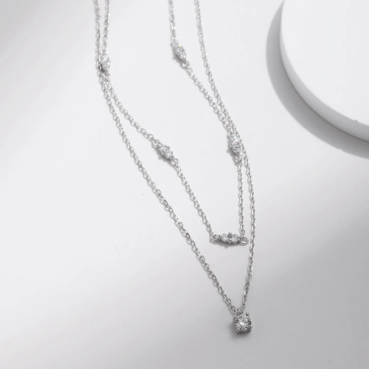 S925 D-Color Moissanite Double-layer Necklace 110300005 - image2