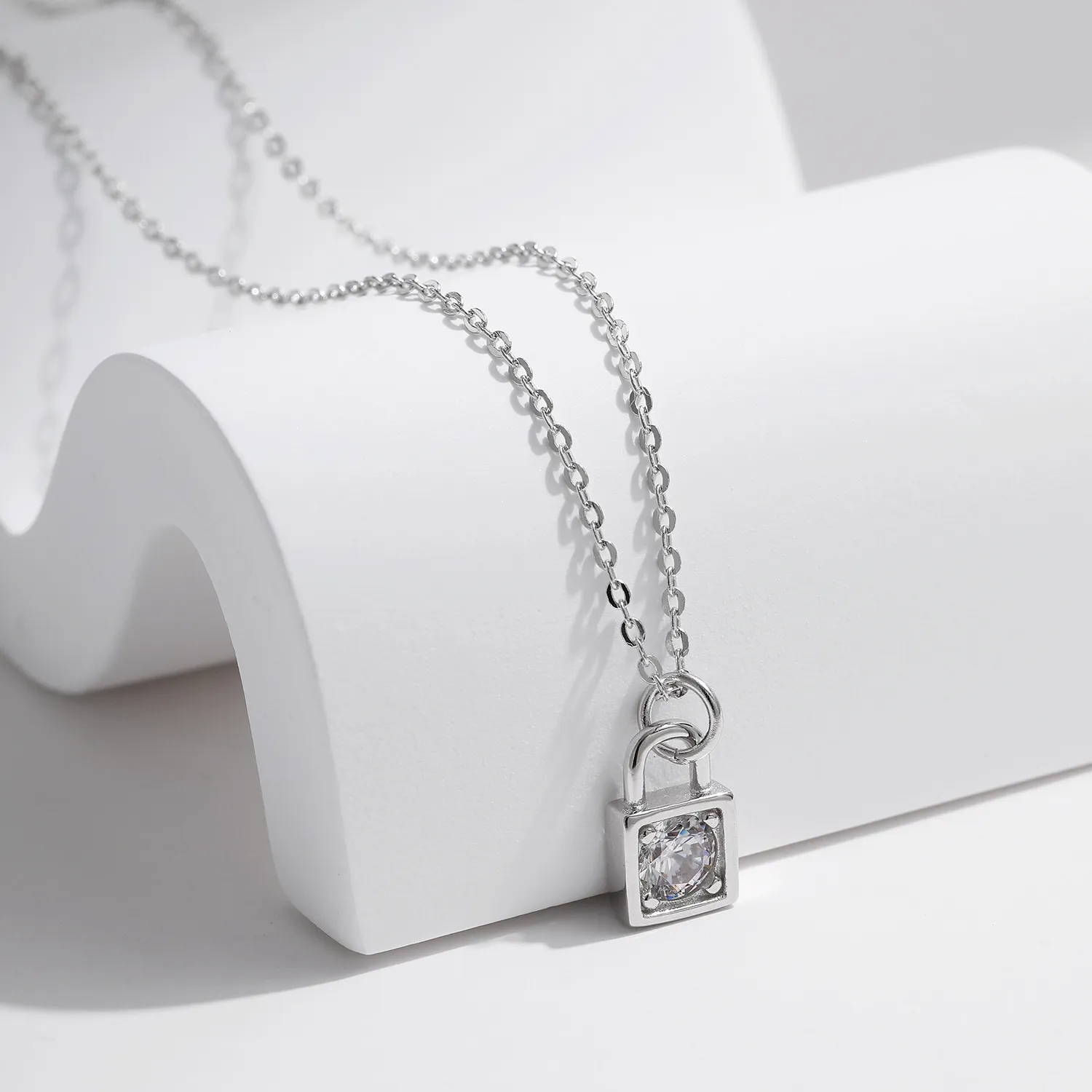 S925 Unique Moissanite Lock Penant Necklace 110300010 - image2