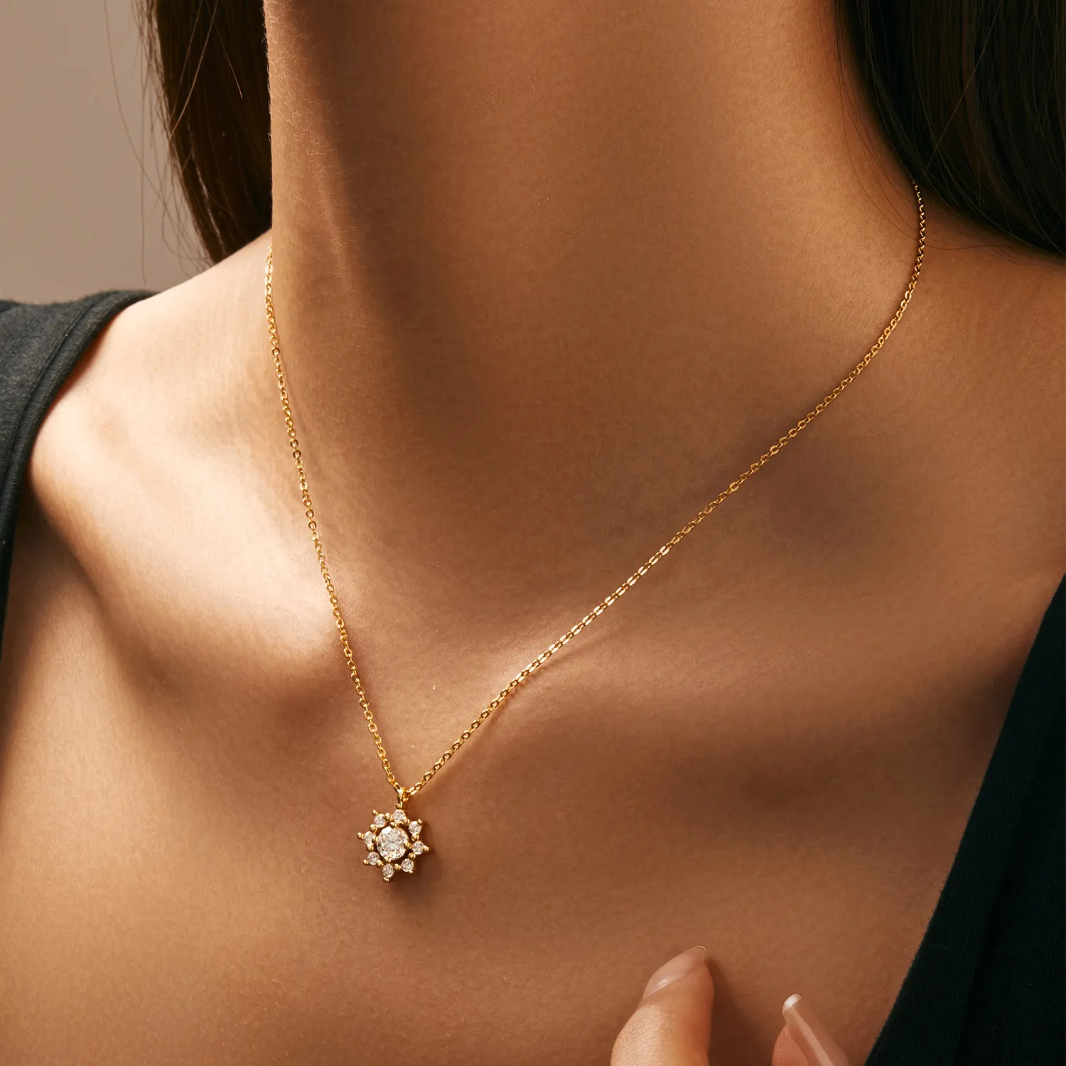 925 Sterling Silver Moissanite Snowflake Necklace 110300013 - image1