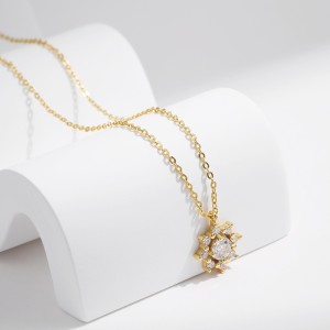 925 Sterling Silver Moissanite Snowflake Necklace 110300013