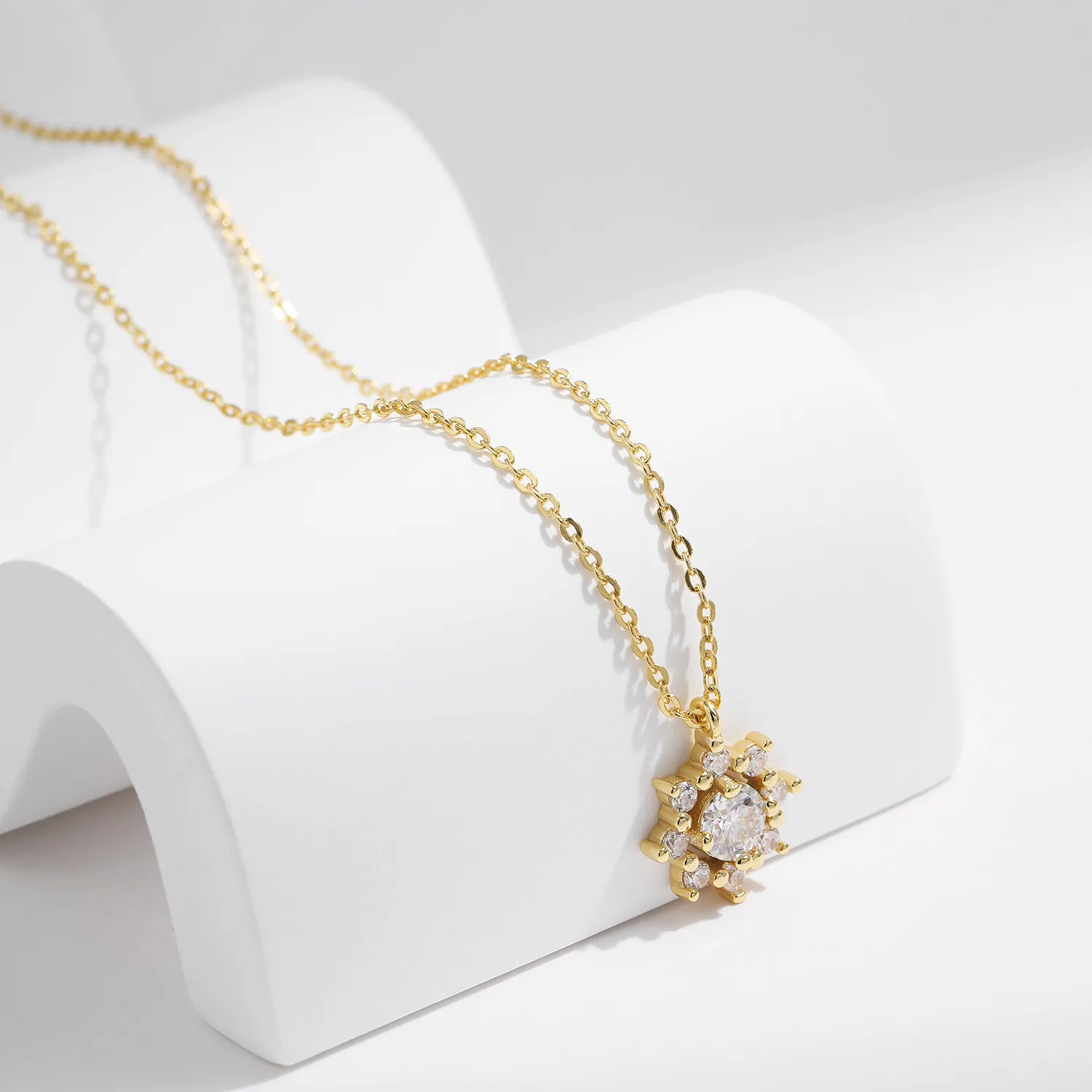 925 Sterling Silver Moissanite Snowflake Necklace 110300013 - image2