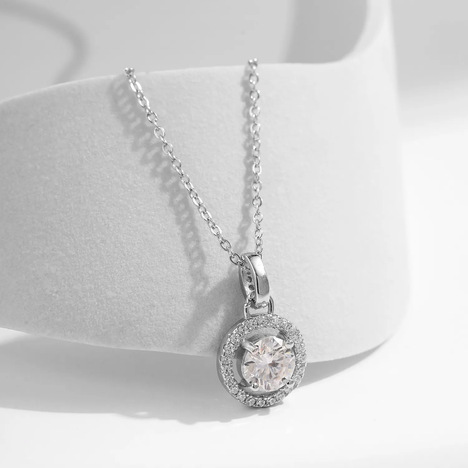 925 Sterling Silver 1Ct Moissanite Pendant Necklace 110300014 - image2