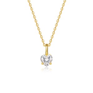 925 Sterling Silver Heart Moissanite Pendant Necklace 110300016