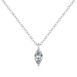 925 Sterling Silver 0.5ct Marquise Solitaire Pendant Necklace 110300017