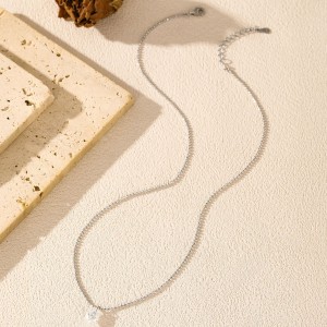 925 Sterling Silver Oval Moissanite Solitaire Ball Chain Necklace 110300021