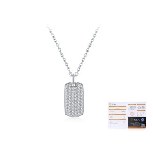 925 Sterling Silver Full Pave Moissanite Tag Pendant Necklace 110300024 925 Sterling Silver Full Pave Moissanite Tag Pendant Necklace 110300024