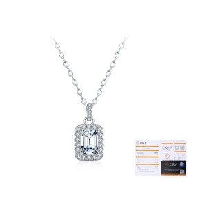 925 Sterling Silver 1Ct Emerald Cut Moissanite Pendant Necklace 110300027 925 Sterling Silver 1Ct Emerald Cut Moissanite Pendant Necklace 110300027