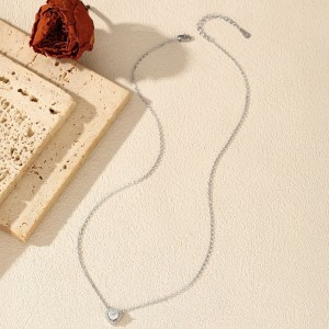 925 Sterling Silver Heart Halo Moissanite Pendant Necklace 110300029 925 Sterling Silver Heart Halo Moissanite Pendant Necklace 110300029