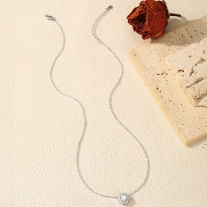925 Sterling Silver Round Halo Pave Moissanite Necklace 110300030 925 Sterling Silver Round Halo Pave Moissanite Necklace 110300030