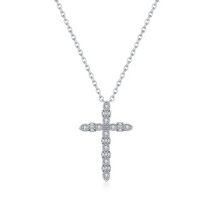 925 Sterling Silver Vintage Pave Moissanite Cross Necklace 110300031 925 Sterling Silver Vintage Pave Moissanite Cross Necklace 110300031