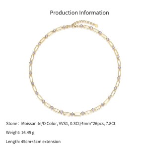 925 Sterling Silver 0.3Ct Moissanite Paperclip Chain Necklace 110300033 925 Sterling Silver 0.3Ct Moissanite Paperclip Chain Necklace 110300033