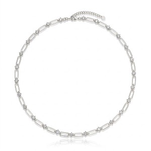 925 Sterling Silver 0.3Ct Moissanite Paperclip Chain Necklace 110300033 925 Sterling Silver 0.3Ct Moissanite Paperclip Chain Necklace 110300033