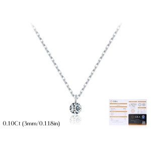 925 Sterling Silver Round Moissanite Solitaire Necklace 110300034