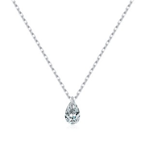 925 Sterling Silver Pear Cut Moissanite Necklace 110300035