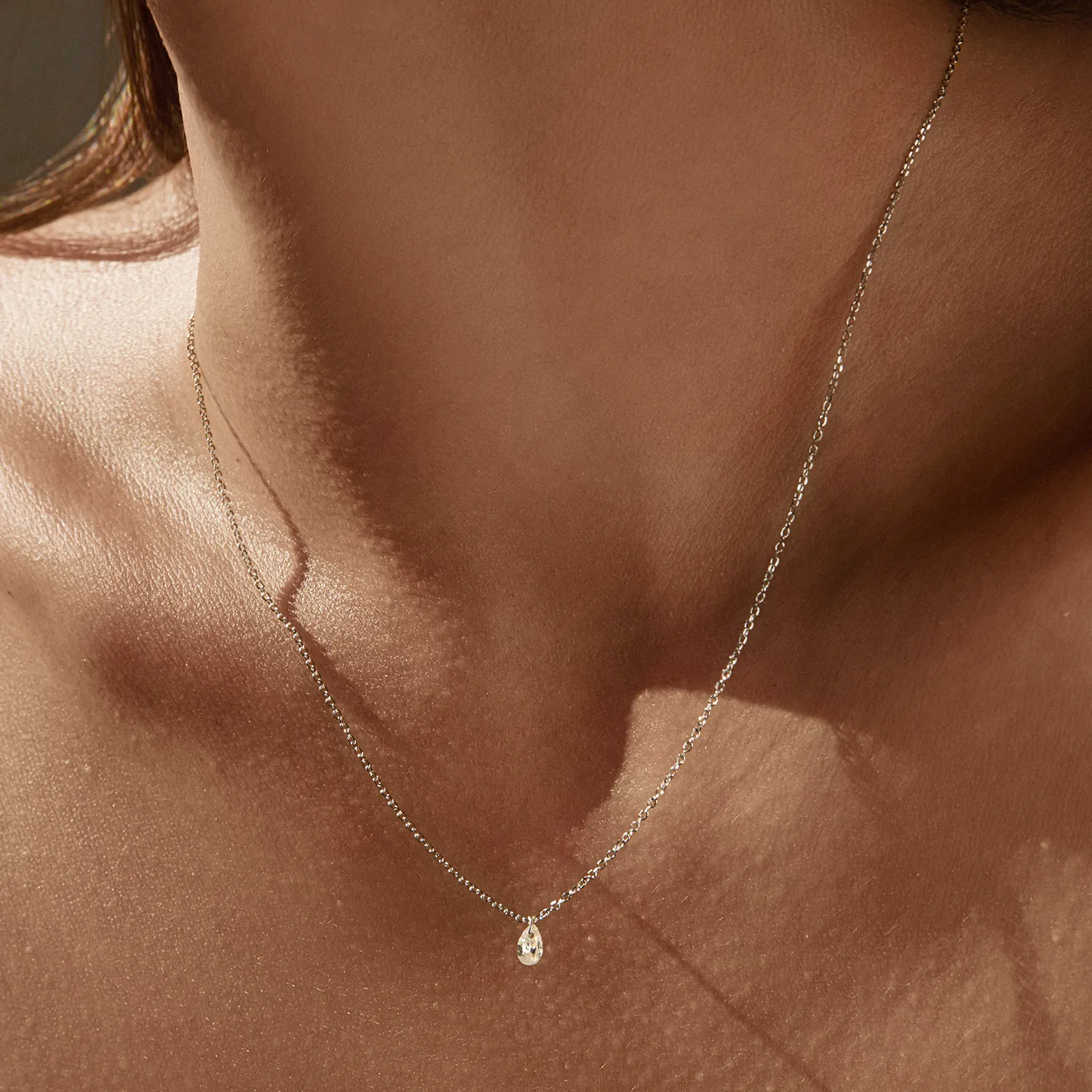 925 Sterling Silver Pear Cut Moissanite Necklace 110300035 - image1