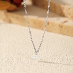 925 Sterling Silver Pear Cut Moissanite Necklace 110300035