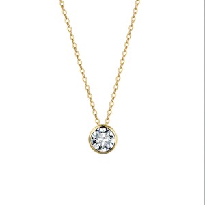 925 Sterling Silver Bezel Set 1Ct 2Ct Moissanite Necklace 110300038