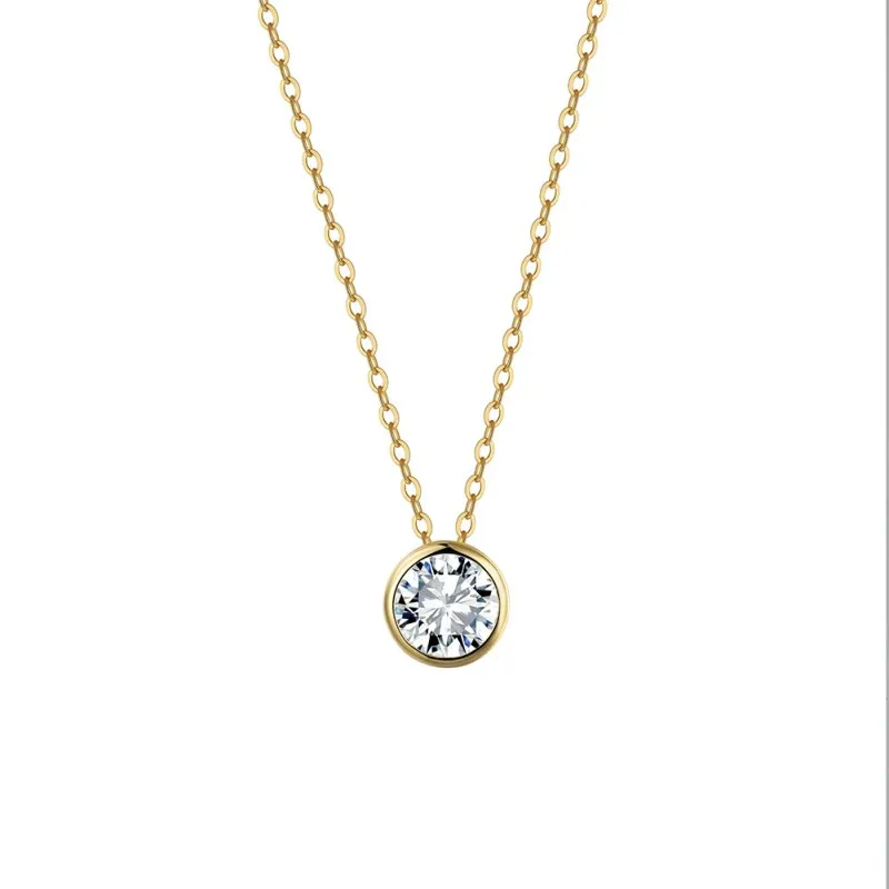 925 Sterling Silver Bezel Set 1Ct 2Ct Moissanite Necklace 110300038