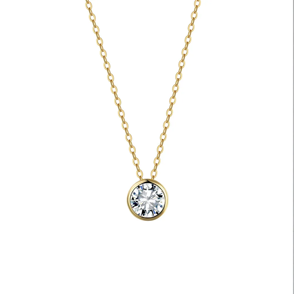925 Sterling Silver Bezel Set 1Ct 2Ct Moissanite Necklace 110300038
