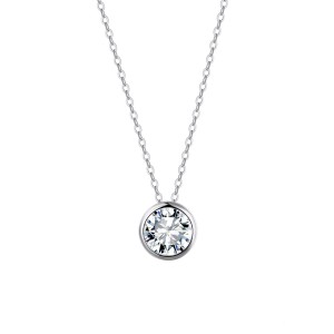 925 Sterling Silver Bezel Set 1Ct 2Ct Moissanite Necklace 110300038