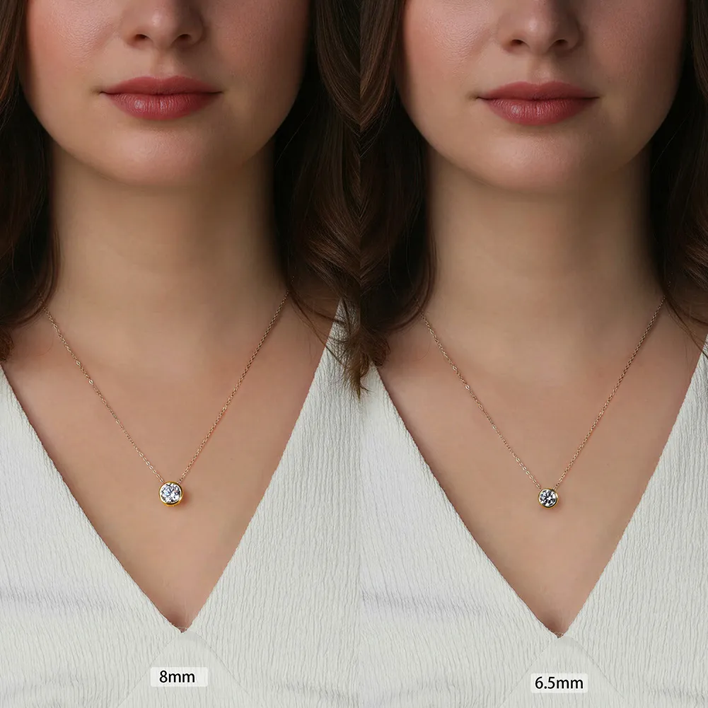 925 Sterling Silver Bezel Set 1Ct 2Ct Moissanite Necklace 110300038 - image1