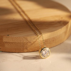 925 Sterling Silver Bezel Set 1Ct 2Ct Moissanite Necklace 110300038