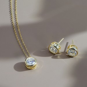 925 Sterling Silver Bezel Set 1Ct 2Ct Moissanite Necklace 110300038