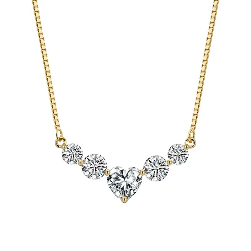 925 Sterling Silver Moissanite Heart Smile Necklace 110300039