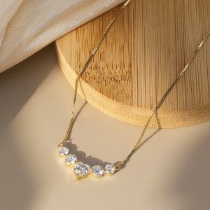 925 Sterling Silver Moissanite Heart Smile Necklace 110300039