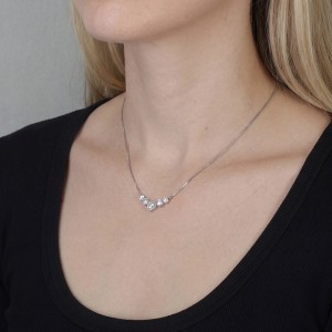 925 Sterling Silver Moissanite Heart Smile Necklace 110300039