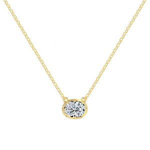 925 Sterling Silver Classic 8-Prong Oval Zirconia Moissanite Necklace 110300041