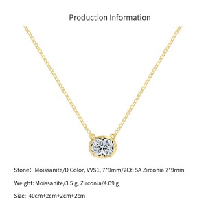 925 Sterling Silver Classic 8-Prong Oval Zirconia Moissanite Necklace 110300041