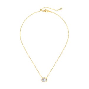 925 Sterling Silver Classic 8-Prong Oval Zirconia Moissanite Necklace 110300041