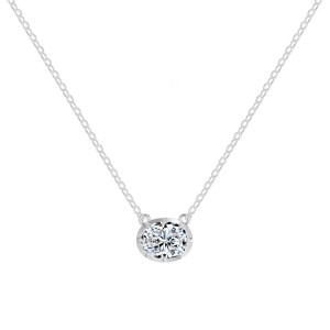 925 Sterling Silver Classic 8-Prong Oval Zirconia Moissanite Necklace 110300041