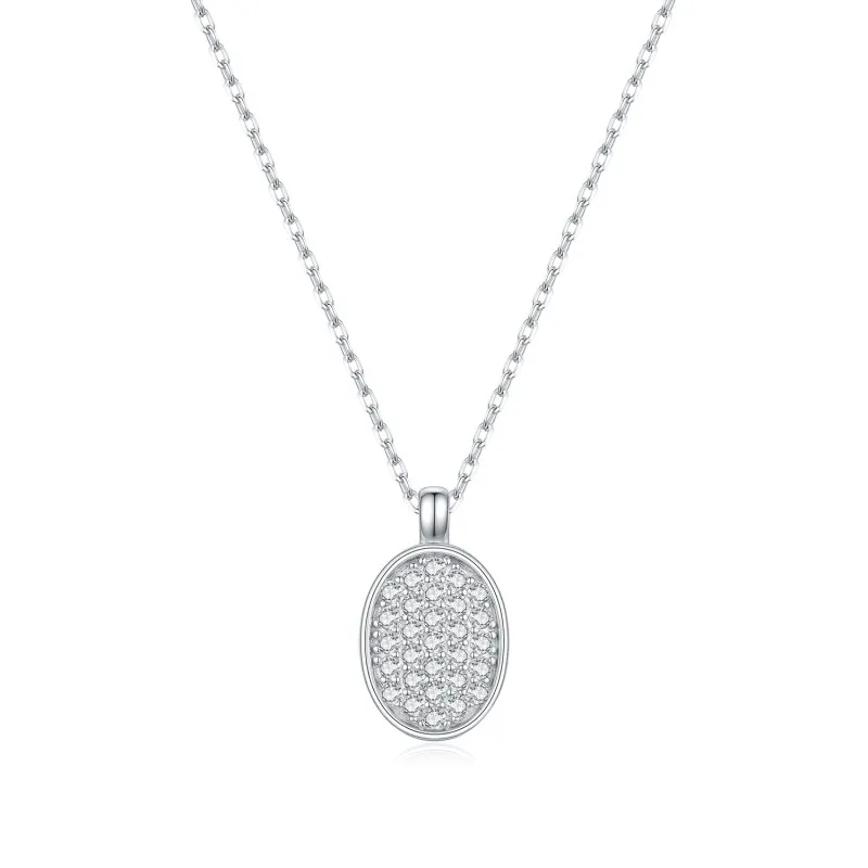 Wholesale 925 Sterling Silver Moissanite Oval Pendant Necklace 110300042 Wholesale 925 Sterling Silver Moissanite Oval Pendant Necklace 110300042
